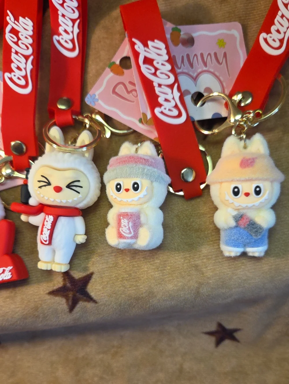 6 For 25 Coca-Cola Red Labubu Logo Character Keychain Set Or Backpack Charms - Picture 3 of 3